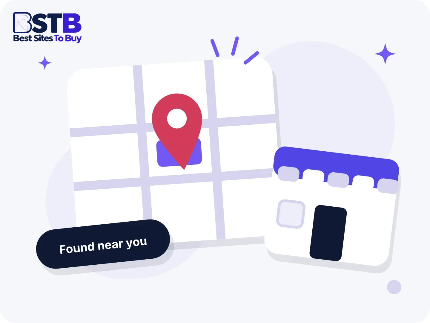 Local SEO guides: a map pin over a street grid beside a storefront