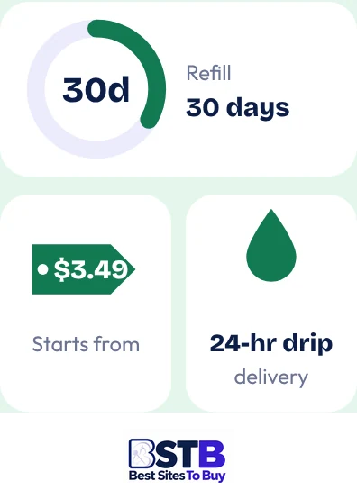 Buy Facebook followers from UseViral at a glance: refill 30 days, 24-hr drip delivery, from $3.49