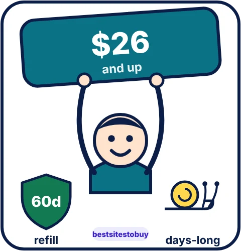 Buy YouTube subscribers from Media Mister at a glance: refill 60 days, days-long delivery, from $26.00