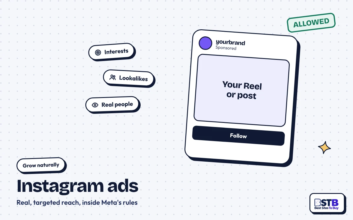 Grow without BuzzVoice: a sponsored Instagram post with interest and lookalike targeting chips, stamped Allowed