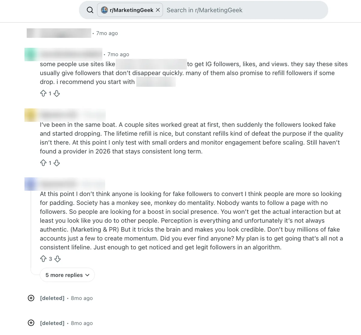 Reddit replies saying lifetime refills defeat the purpose without quality, same thread as Firezup; not named here