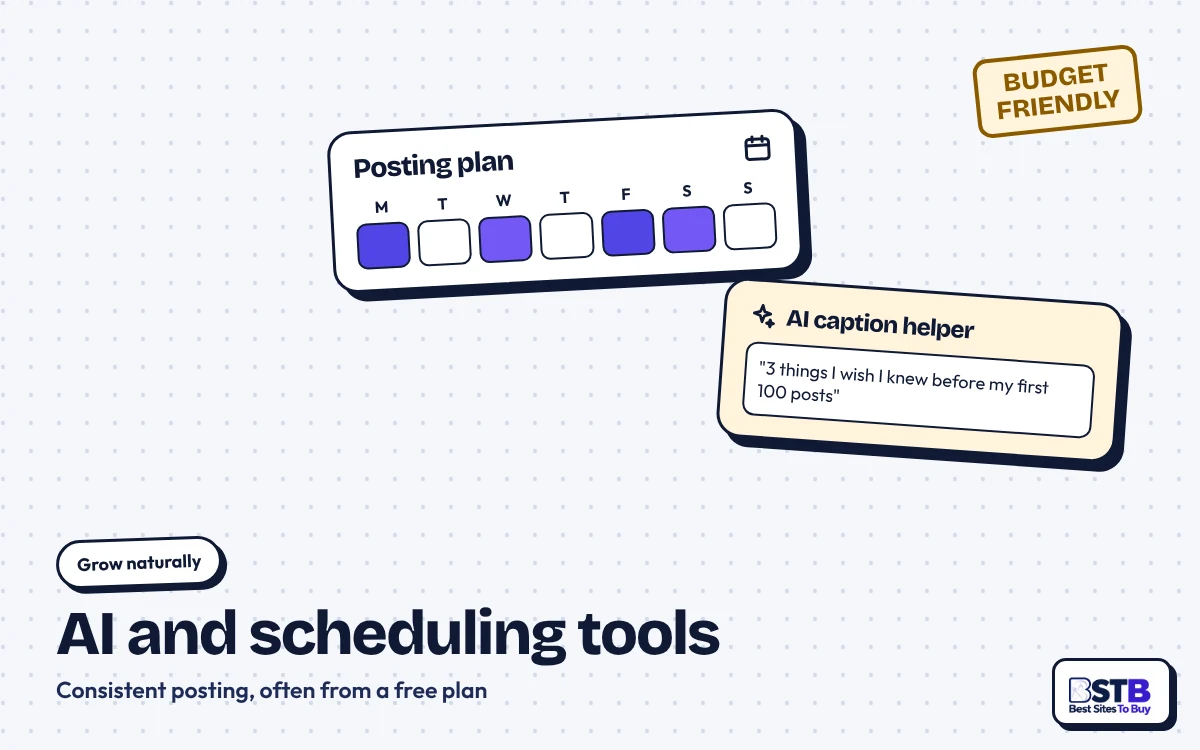Grow without GetViral: a weekly posting calendar and an AI caption helper, stamped Budget friendly