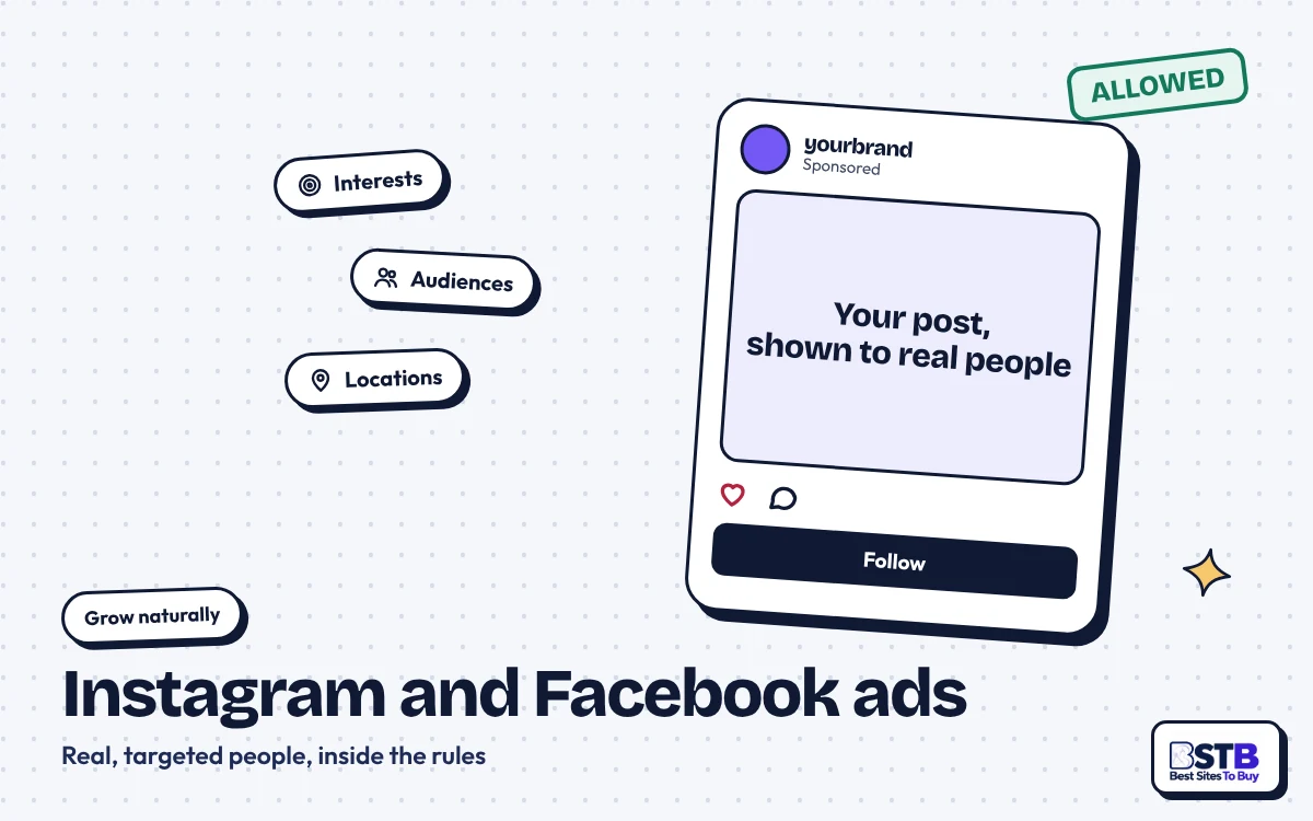 Grow without GetViral: a sponsored Instagram post with interest, audience and location targeting, stamped Allowed