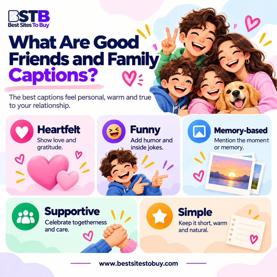 What makes good friends and family captions