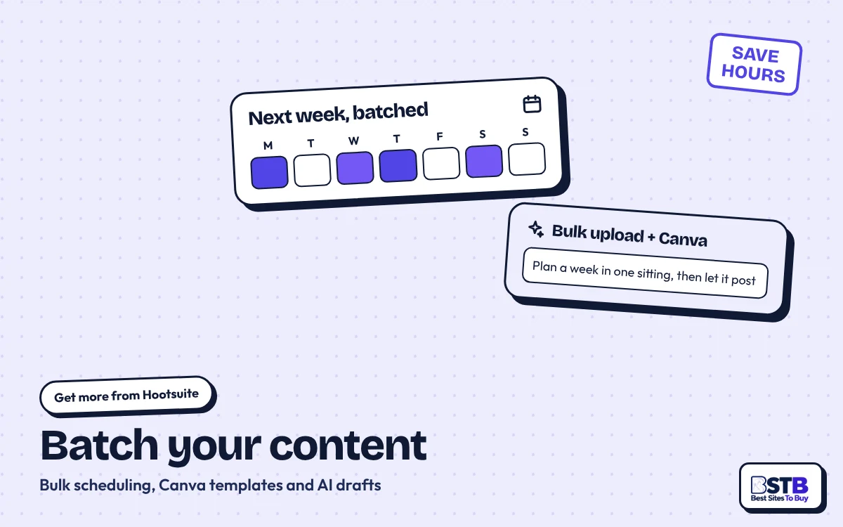 Get more from Hootsuite: a weekly posting calendar planned with bulk upload and Canva templates