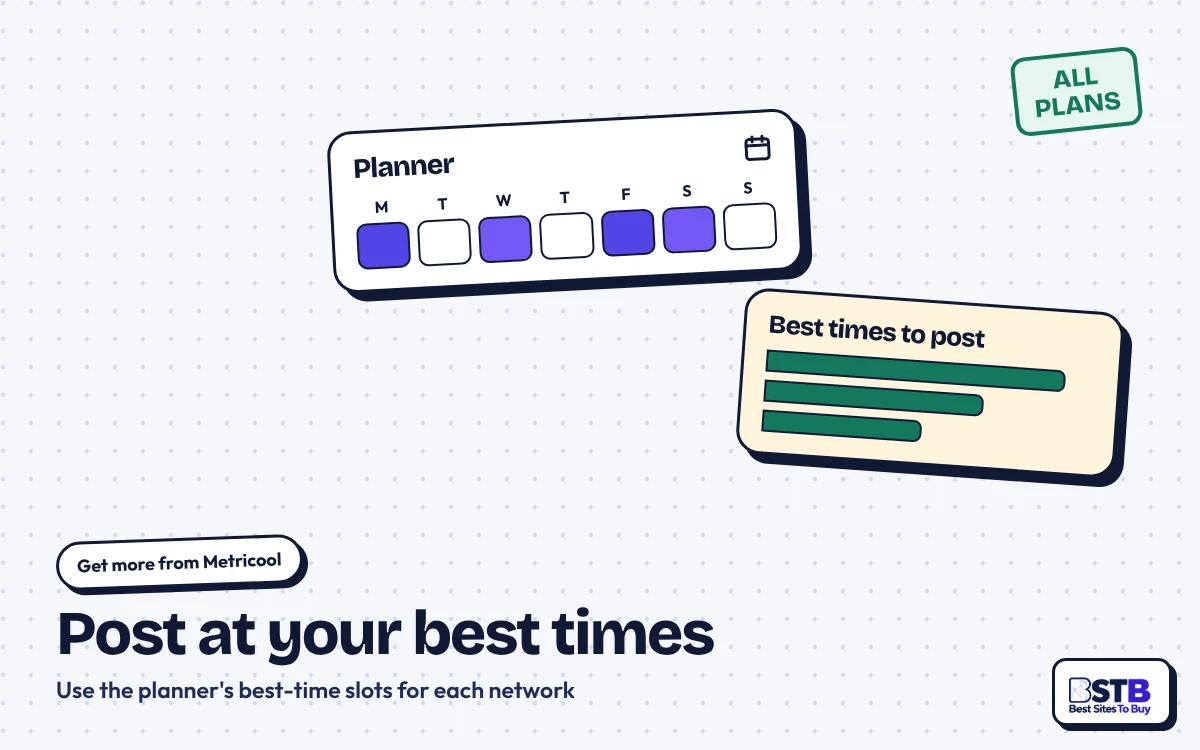 Get more from Metricool: a weekly planner with best times to post, available on every plan