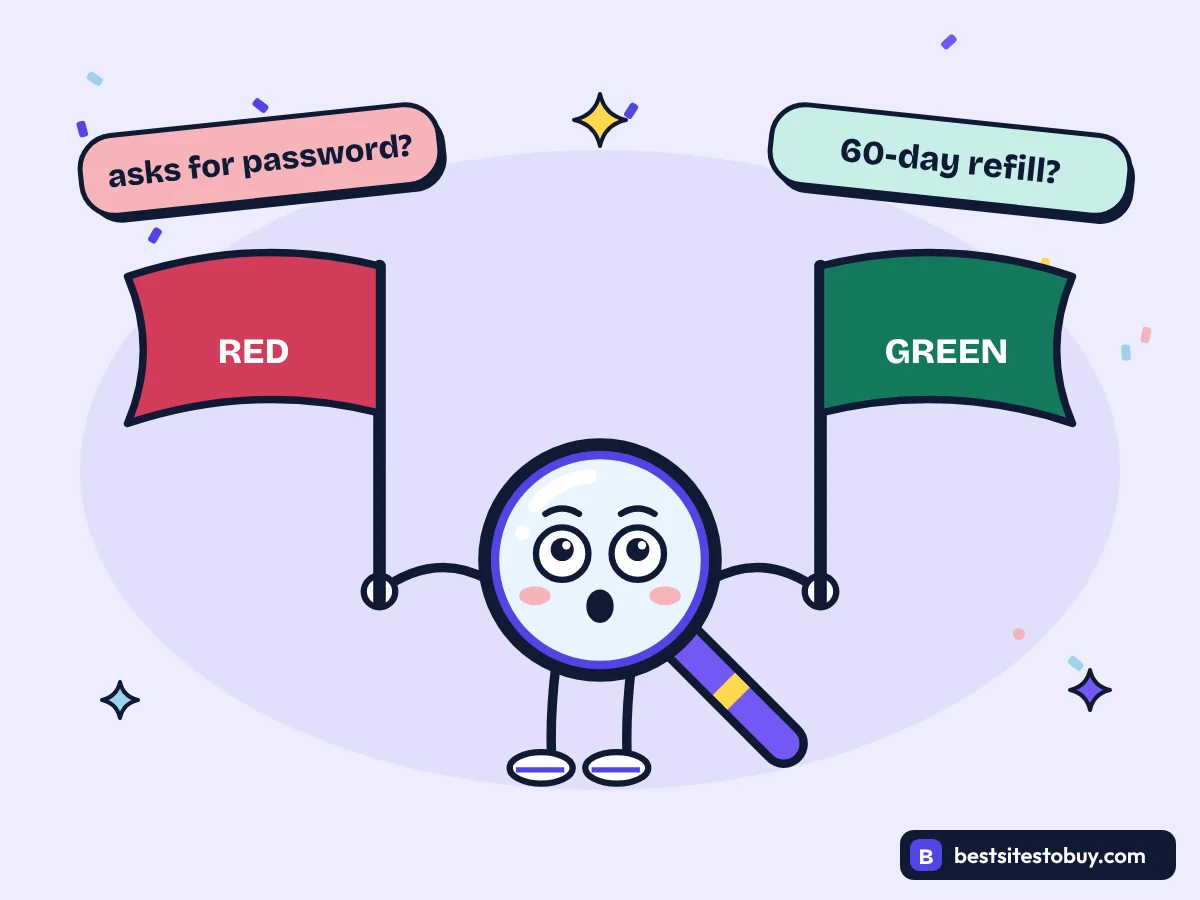 Red flag or green flag game by Olivia Smith for spotting safe and risky social media growth services