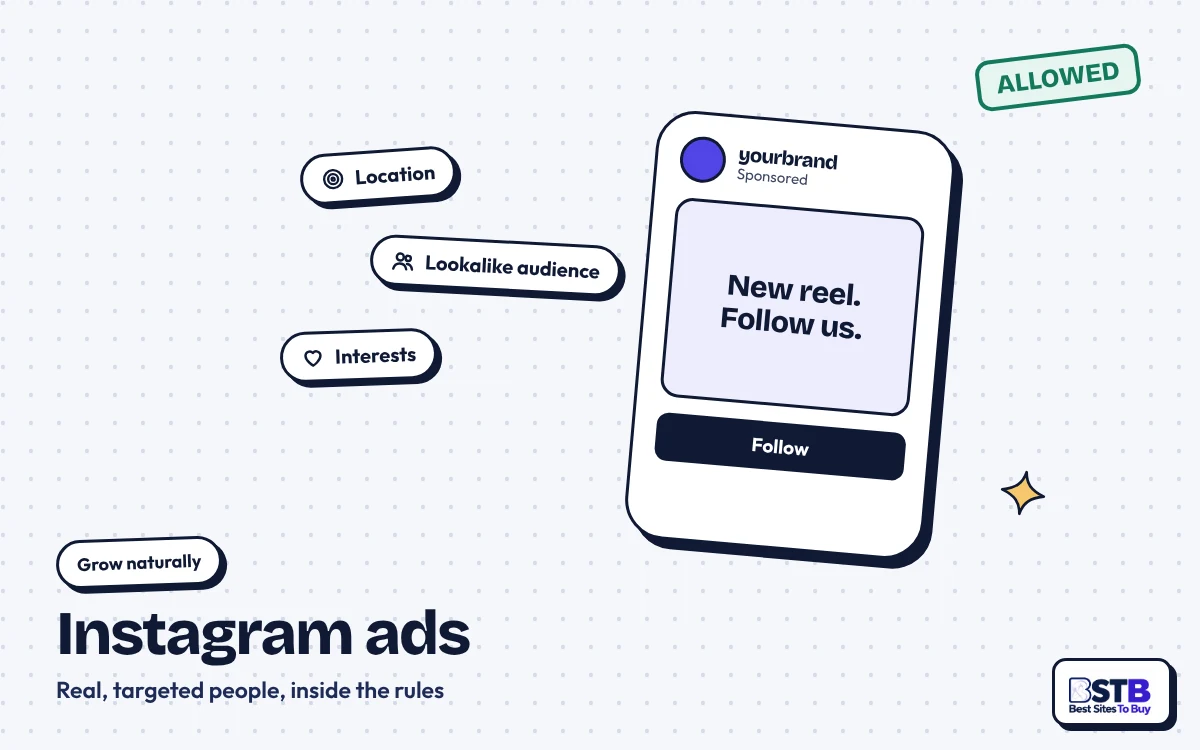 Grow without Ookfy: a sponsored Instagram post with location, lookalike and interest targeting, stamped Allowed