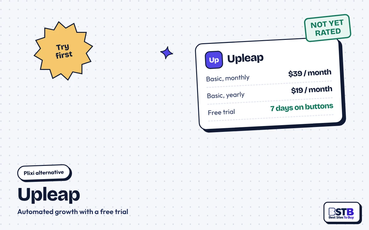 Upleap: Plixi Alternative With a Free Trial Plixi alternative Upleap: Basic $39 monthly or $19 a month yearly, with a free trial on its buttons, not yet rated