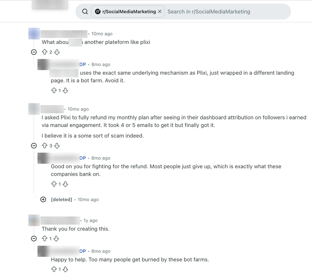 Reddit: Plixi Refund After Several Emails Reddit reply saying a Plixi monthly plan was refunded only after 4 or 5 emails
