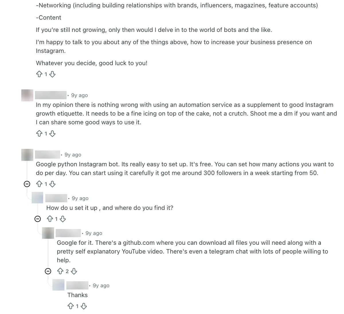 Reddit replies on Social Bloom-style automation: a supplement, not a crutch, and a free bot script suggestion