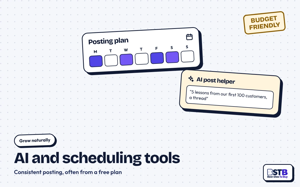 AI and Scheduling Tools: Grow Naturally Without SocialPlug Grow without SocialPlug: a weekly posting calendar and an AI post helper, stamped Budget friendly