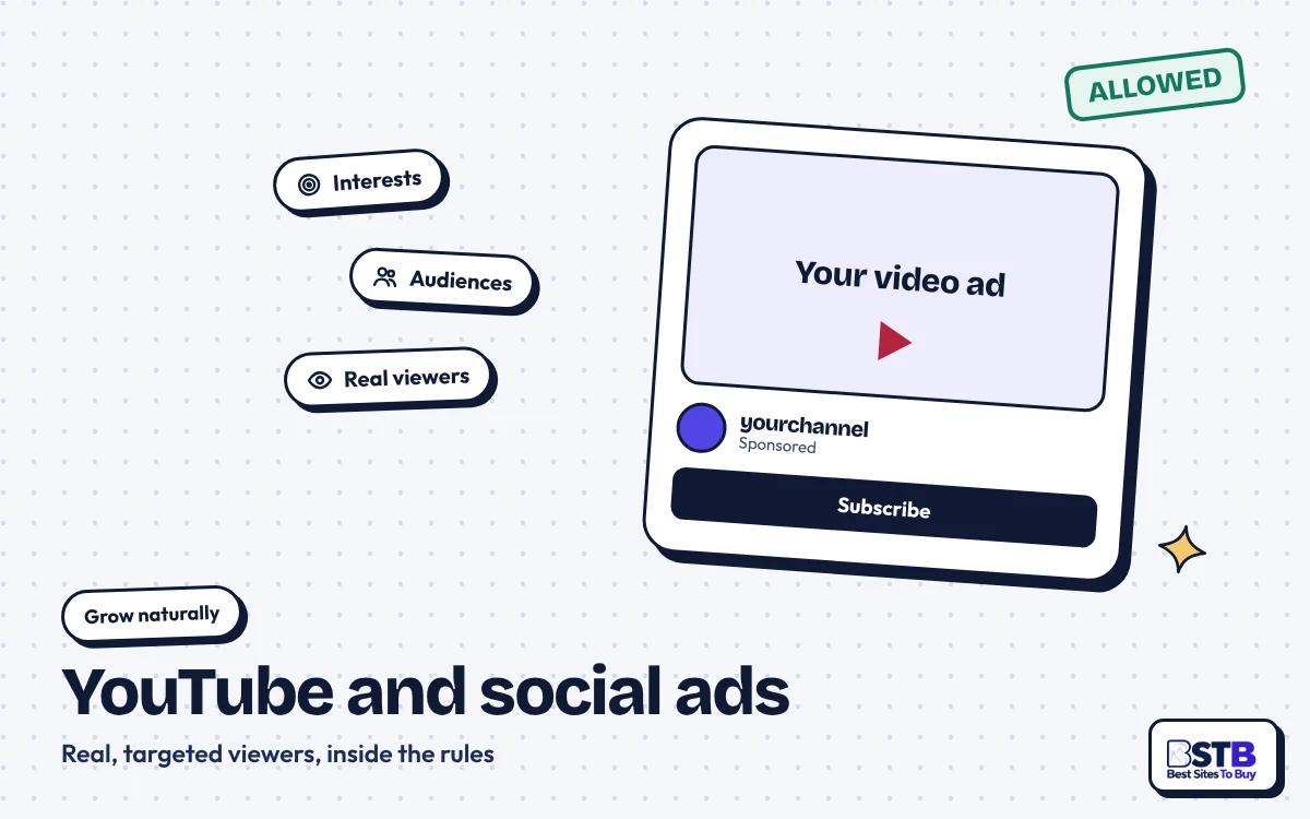 Grow without UseViral: a sponsored video ad with interest and audience targeting chips, stamped Allowed
